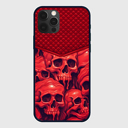 Чехол iPhone 12 Pro Расплавленные красные черепа