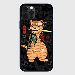 Чехол iPhone 12 Pro Кот самурай якудза с карпами