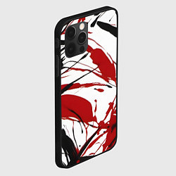 Чехол для iPhone 12 Pro Чёрные и красные брызги на белом фоне, цвет: 3D-черный — фото 2