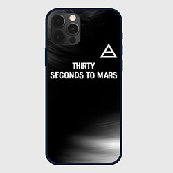 Чехол для iPhone 12 Pro Thirty Seconds to Mars glitch на темном фоне посер, цвет: 3D-черный