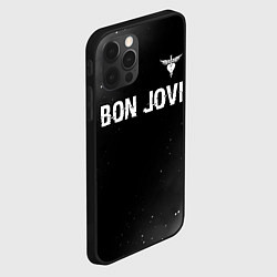 Чехол для iPhone 12 Pro Bon Jovi glitch на темном фоне посередине, цвет: 3D-черный — фото 2