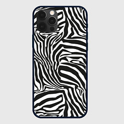 Чехол iPhone 12 Pro Шкура зебры черно - белая графика