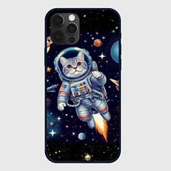 Чехол iPhone 12 Pro Крутой котик в открытом космосе - нейросеть