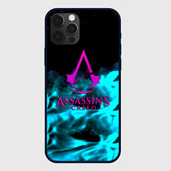 Чехол iPhone 12 Pro Assassins Creed flame neon