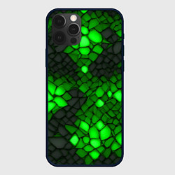 Чехол iPhone 12 Pro Зелёный трескающийся камень