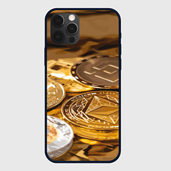 Чехол для iPhone 12 Pro Виртуальные монеты, цвет: 3D-черный