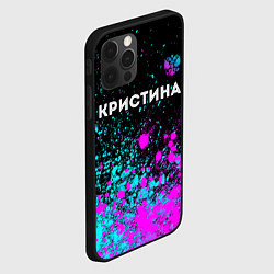 Чехол для iPhone 12 Pro Кристина и неоновый герб России посередине, цвет: 3D-черный — фото 2