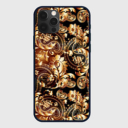 Чехол iPhone 12 Pro Пейсли золотые узоры