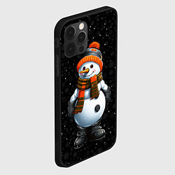 Чехол для iPhone 12 Pro Снеговик и снежинки, цвет: 3D-черный — фото 2