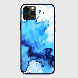 Чехол iPhone 12 Pro Синяя акварельная абстракция