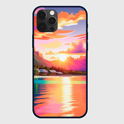 Чехол для iPhone 12 Pro Закат на острове Бора Бора, цвет: 3D-черный