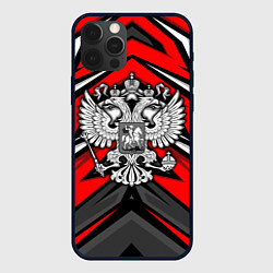 Чехол для iPhone 12 Pro Россия - красная геометрия, цвет: 3D-черный