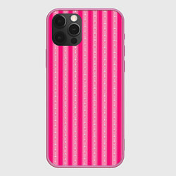 Чехол iPhone 12 Pro Розовый в полоску с узором