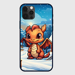 Чехол для iPhone 12 Pro Забавный милый дракон 2024, цвет: 3D-черный