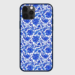 Чехол для iPhone 12 Pro Гжель классика, цвет: 3D-черный