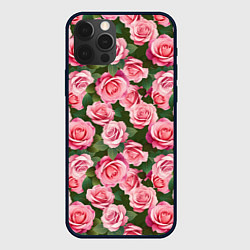 Чехол iPhone 12 Pro Розовые розы паттерн