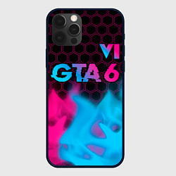 Чехол для iPhone 12 Pro GTA 6 - neon gradient посередине, цвет: 3D-черный