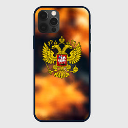 Чехол iPhone 12 Pro Герб РФ градиент огня