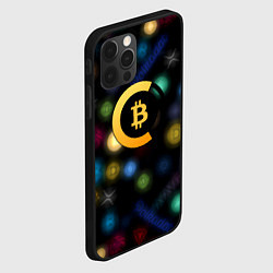 Чехол для iPhone 12 Pro Bitcoin logo criptomoney, цвет: 3D-черный — фото 2