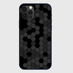 Чехол iPhone 12 Pro Камуфляж гексагон черный