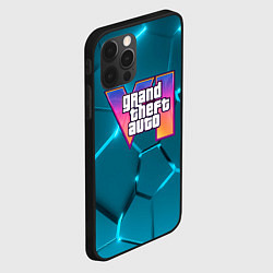 Чехол для iPhone 12 Pro GTA 6 лого на фоне разлома голубых плит, цвет: 3D-черный — фото 2