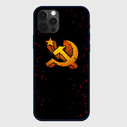 Чехол для iPhone 12 Pro Серп и молот СССР краски, цвет: 3D-черный