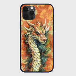Чехол для iPhone 12 Pro Зеленый древесный дракон с листьями, цвет: 3D-черный