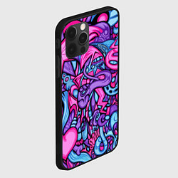 Чехол для iPhone 12 Pro Узор розово-фиолетовый черепа и сердца, цвет: 3D-черный — фото 2