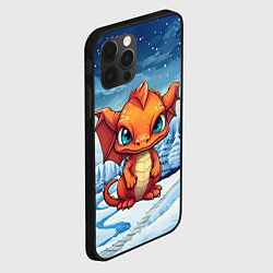 Чехол для iPhone 12 Pro Оранжевый строгий дракон, цвет: 3D-черный — фото 2