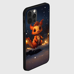 Чехол для iPhone 12 Pro Маленький дракон и снег, цвет: 3D-черный — фото 2