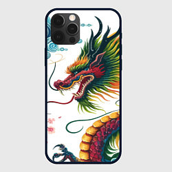 Чехол iPhone 12 Pro Japanese dragon - engraving art
