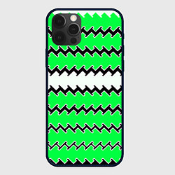 Чехол iPhone 12 Pro Белые и зелёные полосы