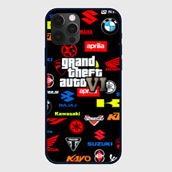 Чехол для iPhone 12 Pro GTA6 автобренды, цвет: 3D-черный