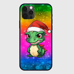Чехол iPhone 12 Pro Дракон радужный фон