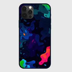 Чехол iPhone 12 Pro Яркие кислотная разноцветные пятна в виде камуфляж