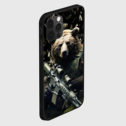 Чехол для iPhone 12 Pro Медведь солдат с винтовкой, цвет: 3D-черный — фото 2