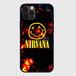 Чехол iPhone 12 Pro Nirvana rock огненное лого лава