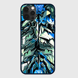 Чехол iPhone 12 Pro Синий камень на чёрном фоне