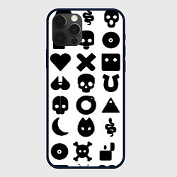 Чехол для iPhone 12 Pro Love death robots pattern white, цвет: 3D-черный