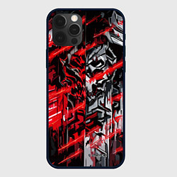 Чехол iPhone 12 Pro Железный череп и красные линии