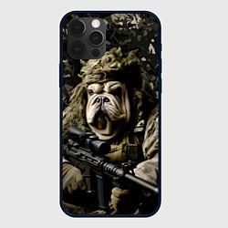 Чехол для iPhone 12 Pro Мастиф снайпер, цвет: 3D-черный