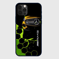 Чехол для iPhone 12 Pro Мерседес AMG тёмный, цвет: 3D-черный