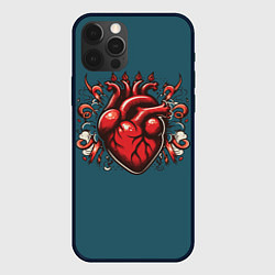 Чехол iPhone 12 Pro Татуировка с красным человеческим сердцем