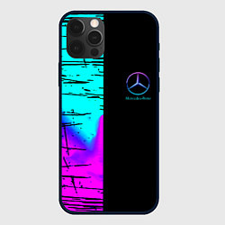 Чехол для iPhone 12 Pro Mercedes benz неон текстура, цвет: 3D-черный