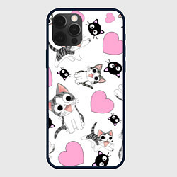 Чехол iPhone 12 Pro Влюблённый котик аниме и сердечки