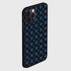 Чехол для iPhone 12 Pro Паттерн сине-зелёный лепестки, цвет: 3D-черный — фото 2