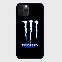 Чехол для iPhone 12 Pro Monster energy голубой, цвет: 3D-черный