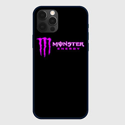 Чехол для iPhone 12 Pro Monster energy фиолетовый логотип, цвет: 3D-черный