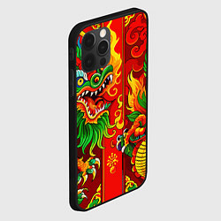 Чехол для iPhone 12 Pro Японский традиционный красный дракон золотой узор, цвет: 3D-черный — фото 2