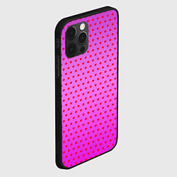 Чехол для iPhone 12 Pro Красные сердечки на ярко розовом фоне, цвет: 3D-черный — фото 2